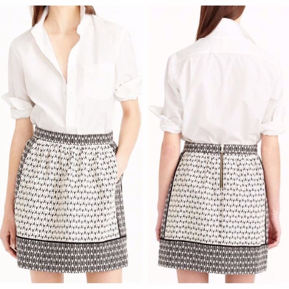 JCrew Mini Skirt w Pockets Textured Geometric Block Print Sz 2